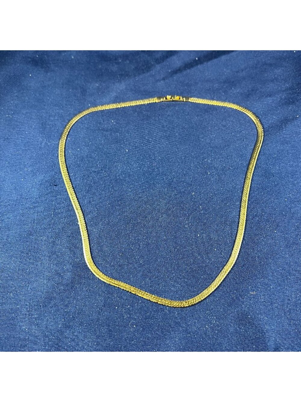 Gold Tone Snake Chain Necklace 18" Elegant Flat Design Womens Jewelry Accessory